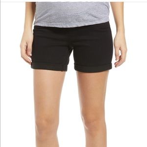 1822 black denim maternity shorts